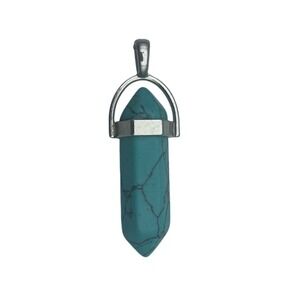 Crystal Point Pendant Stone Teal Tone Charm Jewelry‎ pendant only vintage